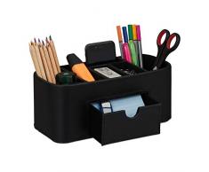 Relaxdays 10029945_49 Rangement Crayons, Organiseur de Bureau Ã lâApparence de Cuir, 7 Compartiments, 10,5 x 26 x 11,5 cm, Blanc, polyurÃ©thane (PU), Carton, Tissu, crÃ¨me, 1 Ã©lÃ©ment