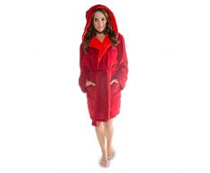 CelinaTex Miami Peignoir De Bain, Capuche, De Deux Couleurs, Court, Poches Appliquées, Femme, Microfibre, Laine Polaire de Corail L Bordeaux/Rouge Corail