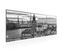 Tableau decoration murale Ville de Hambourg 120 x 40 cm - XXL Impression sur Toile Salon Appartment 3 Parties - prÃªt Ã accrocher - 603033c