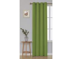 Deconovo Rideau Occultant Chambre Fille Fenetre Cuisine Salon Anti Chaleur à Oeillet Isolant Thermique 1 Pcs, Polyester, Vert dherbe, 140x175cm