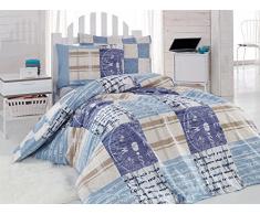 Cotton Box Parure de lit pour Enfant 160 x 220 cm Blue Cream White Beige