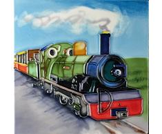 YH-Arts Vapeur de Chemin de Fer en cÃ©ramique, Carreaux, Multicolore, 8Â x 20,3Â cm