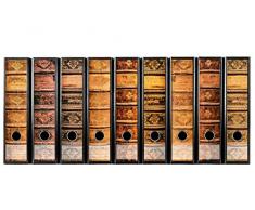 codiarts. Etiquettes à design pour 9 classeurs A4 à dos large - Motif : livres anciens reliés en cuir / livres anciens - Vintage - autocollants, étiquettes, autocollants pour dos de dossier