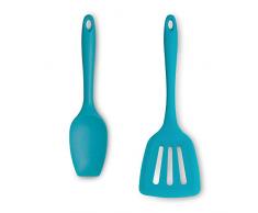 Zeal JSET12A Lot de 2 cuillÃ¨res Ã spatule en silicone anti-adhÃ©sives Aqua