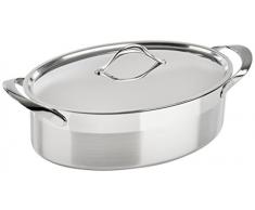 Barazzoni My Lady Casserole ovale avec couvercle, acier inoxydable 18/10, 1,2Â mm dÃ©paisseur avec triple fond, fonctionne sur les plaques Ã induction, conception de Claudio Bellini, fabriquÃ© en Italie