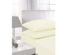 Highliving Drap Plat 100% Coton Ã©gyptien 200 Fils, Blanc, crÃ¨me (lit Double, crÃ¨me)