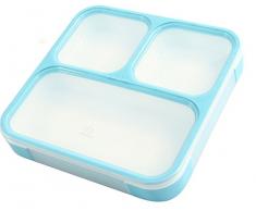 TheKitchenette 5040448 Lunch Box EXTRAPLATE 800 ML 3 Compartiments, Plastique, Blanc, 21 x 21 x 3,6 cm