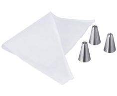 Une domo Pv-bak-0126 Point-Virgule Lot de poche à douille 35 cm et 3 embouts en acier inoxydable, argenté