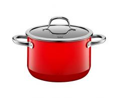 Silit 2102297062 Faitout Haut avec Couvercle, Ãmail, Rouge, 20 cm