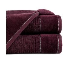 Eurofirany Lot de 3 Serviettes de Toilette en Coton avec Coutures mÃ©talliques Bordeaux 70 x 140 cm