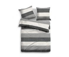 TOM TAILOR 0849790 Parure de lit en Flanelle mÃ©langÃ© avec taie doreiller (Coton 60 % recyclÃ©) et 1 Housse de Couette 155 x 200 cm + 1 taie doreiller 80 x 80 cm Noir