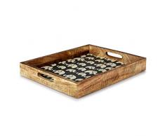 Penguin Home 3353 Blanc sur Ãléphant Gris Impression en Bois Servant Petit Lit Plateau Vintage Rétro Cuisine Rangement