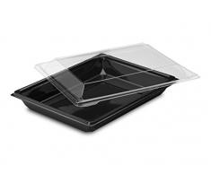 GUILLIN - FRESHIPACK FR901PN SACHET DE 30 Ravier Salade 900cc à Couvercle independant, Polyéthylène, Noir, 23,1 x 17,7 x 3,1 cm