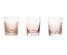 Crystaljulia 14693 Lot de 3 verres à whisky en cristal au plomb Rose clair