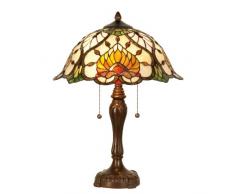 Lumilamp 5LL-5390 Art Deco Tiffany Lampe de table en verre coloré à 40 x 50 cm 2 x E27 max 60 W