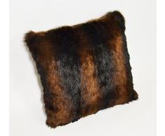 HomeMaison Coussin en Fausse Fourrure Camel, Polyester, 45x45 cm