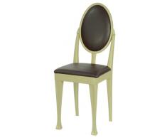 High Street Design Lot de 4 chaises de salle à manger Crème avec pieds Nuovo Coussins et simili cuir Marron foncé