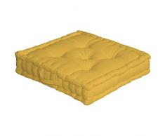 Enjoy Home 2007JACS050050 Coussin de Sol avec poignée 50x50x10 Jaune Coton, 50x50 cm
