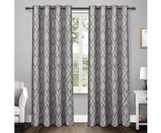 Exclusive Home Curtains Exclusif Maison Rideaux Easton Lourd Jacquard Géométrique en Lin avec tissé occultant Liner Grommet Top fenêtre Panneau de Rideau Paire, Black Pearl, 54 x 243,8 cm, 2 pièces