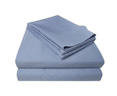 Superior - Ensemble de Drap de lit, 198 x 203 cm, Pois suisses, Coton, Couche Simple, 400 Fils au Pouce carrÃ©, Denim