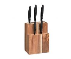 Relaxdays 10027600 Bloc Acacia Non Garni, Porte Bois, Rangement Couteaux Universel HLP 24x18x11,5cm, naature