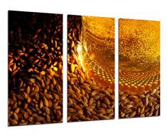 Tableau Moderne Photographique, Impression sur bois, Brasserie, bière blonde et pain grillé, 97 x 62 cm, ref. 26527