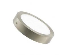 MAXILAMP Max180787 Plafonnier LED Rond 18W Argenté Verre, Transparent