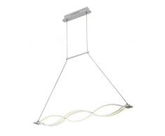 Homemania Lampe à suspension Rod Applique, gris en métal, 90 x 7 x 120 cm, 1 LED, 54 W, 5670 lm, 4200 K, lumière blanche naturelle
