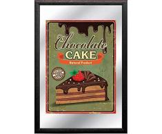 empireposter â Chocolat â Cake â Taille (cm), env. 20 x 30 - Miroir imprimé - Description : - Miroir Mural imprimé avec Cadre en Plastique Noir Aspect Bois