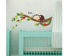 Walplus Couchage Singe et Branche Arbre Amovible Auto-Adhésif Mural Murals Crèche Maison Bureau, Décoration 70 X 28 CM