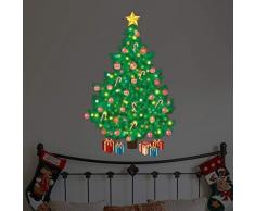Wallflexi Noël Décoration Stickers muraux Magique Traditionnel Arbre de Noël de Mur muraux Stickers Salon Enfants poupées école Restaurant Cafe Hotel Maison Bureau Décoration, Multicolore