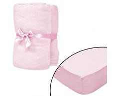 vidaXL 133270 4 x Drap Housse pour Enfant 40 x 80 cm en Jersey de Coton Rose 40 x 80 cm