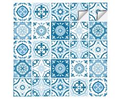 Wall Genie T1 Lot de 30 Autocollants en Vinyle pour carrelage Bleu 150 x 150 mm