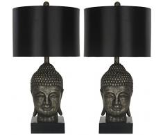 Safavieh Addison Lampe de Table en Verre (Lot de 2), Résine, 7 Noir 33 x 33 x 62,23 cm