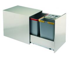 ELLETIPI Street 2.0 PA2 inl424333 a Poubelle de tri sélectif extractible Inoxydable pour Base, Acier, 33 x 43 x 40 cm