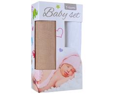T-TOMI 2 pièces en Bambou Serviette de Bain, Beige/Blanc, Multi Couleur, Taille Unique