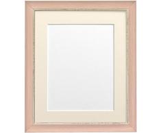 FRAMES BY POST Porte Photo Nordique 16 x 12-Pouces pour Photo de 12 x 8-Pouces avec embase Ivoire, Rose Vieilli