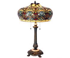 Lumilamp 5LL-5290 Lampe de table Tiffany Style Multicolore à 47 x 71 cm 2 x E27 max 60 W Verre coloré décoratif Multicolore