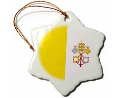 3dRose Drapeau du Vatican City-Gold Jaune et Blanc avec Crossed Touches du Saint Peter et Papales DiadÃ¨me Couronne Flocon de Neige Ornement, Multicolore, 7,6Â cm