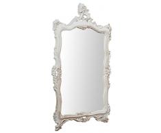 Biscottini Miroir Mural Style Shabby en Bois avec Finition Blanche vieillie Dimensions L66xP7xH118 cm Production Artisanale Fiorentino Made in Italy