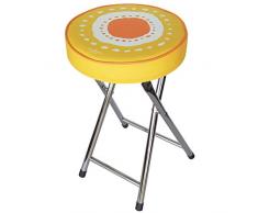 Laroom Tabouret Pliable en Acier Inoxydable avec siège en PVC Orange