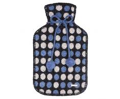 GIESSWEIN Bouillotte Huben Bleu Denim St - Bouillotte avec Couvercle, Housse Amovible en 100% Laine dagneau, Housse Douce et Chaude en Laine, Housse Lavable avec Coussin Chauffant, 2 litres