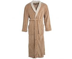 CelinaTex Nevada Peignoir De Bain, Col Châle, De Deux Couleurs, Longue, Poches Appliquées, Femme, Homme, Unisexe, Microfibre, Laine Polaire de Corail M Beige/créme