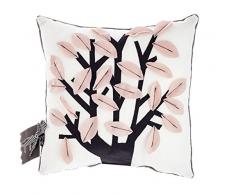Paparajote Factory 1713 Coussin Motif Arbre Laine Polaire/Polyester Blanc/Gris 40 x 40 x 14 cm