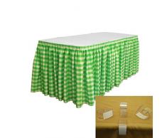 La Lin Polyester Vichy à Carreaux Jupe de Table 4,3 m, Polyester, Blanc/Vert Citron, 426.7 x 73.66 x 0.5 cm