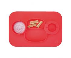 InterDesign IDjr assiette bÃ©bÃ©, set de table enfant antidÃ©rapant en silicone, assiette ventouse avec motif de singe, rouge cerise
