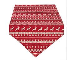 Clayre & Eef NOC65-2 Chemin de Table Motif cerf Rouge/Naturel 50 x 160 cm