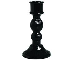 Excelsa Scratch Bougeoir, Verre, 8Â x 15Â x 8Â cm 8x15x8 cm Spruzzato Nero