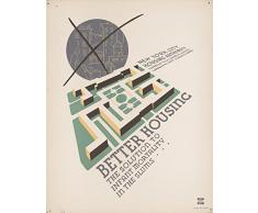 Le Poster Vintage Collective Meilleure Marine New York City Art Deco Poster Format A3 29.7 cm x 42 cm Impression de qualité, Bois, Multicolore, 42 x 29.7 x 42 cm