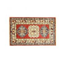 Eden Carpets Kazak Super Tapis noué à la Main, Laine, Multicolore, 55 x 88 cm